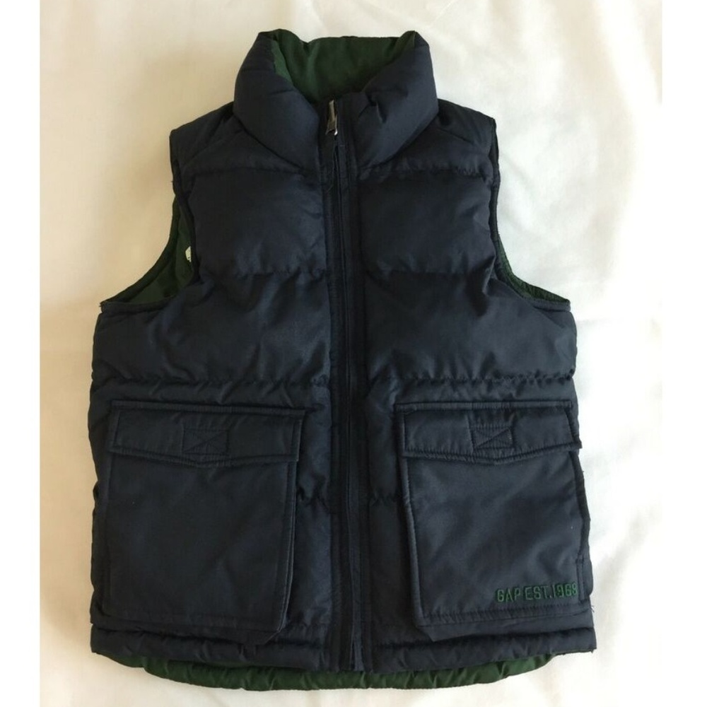 Gap Kids Boys XS 4-5 Puffer Vest Navy Blue Green